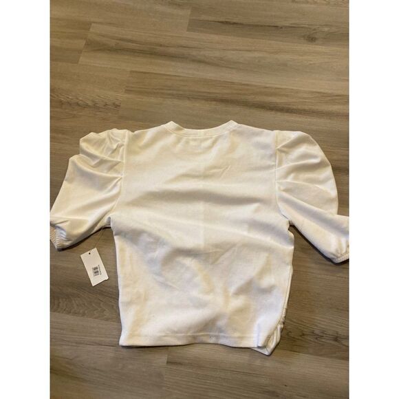 NWT Melrose & Market women's white puff short sleeve cropped top size small - Picture 6 of 8